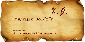Krajnyik Jolán névjegykártya